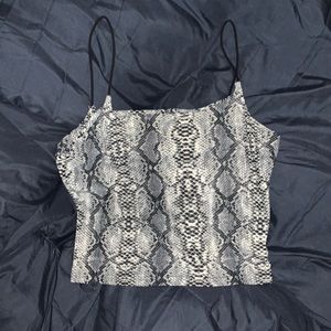 Snake Print Cropped Tank Top